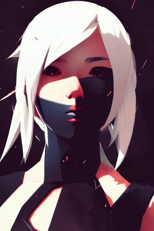 Image similar to a ultradetailed beautiful portrait panting of 2 b from nier automata, by conrad roset, greg rutkowski and makoto shinkai trending on artstation