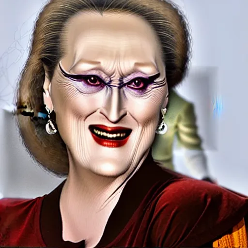 Prompt: evil vampire Meryl Streep