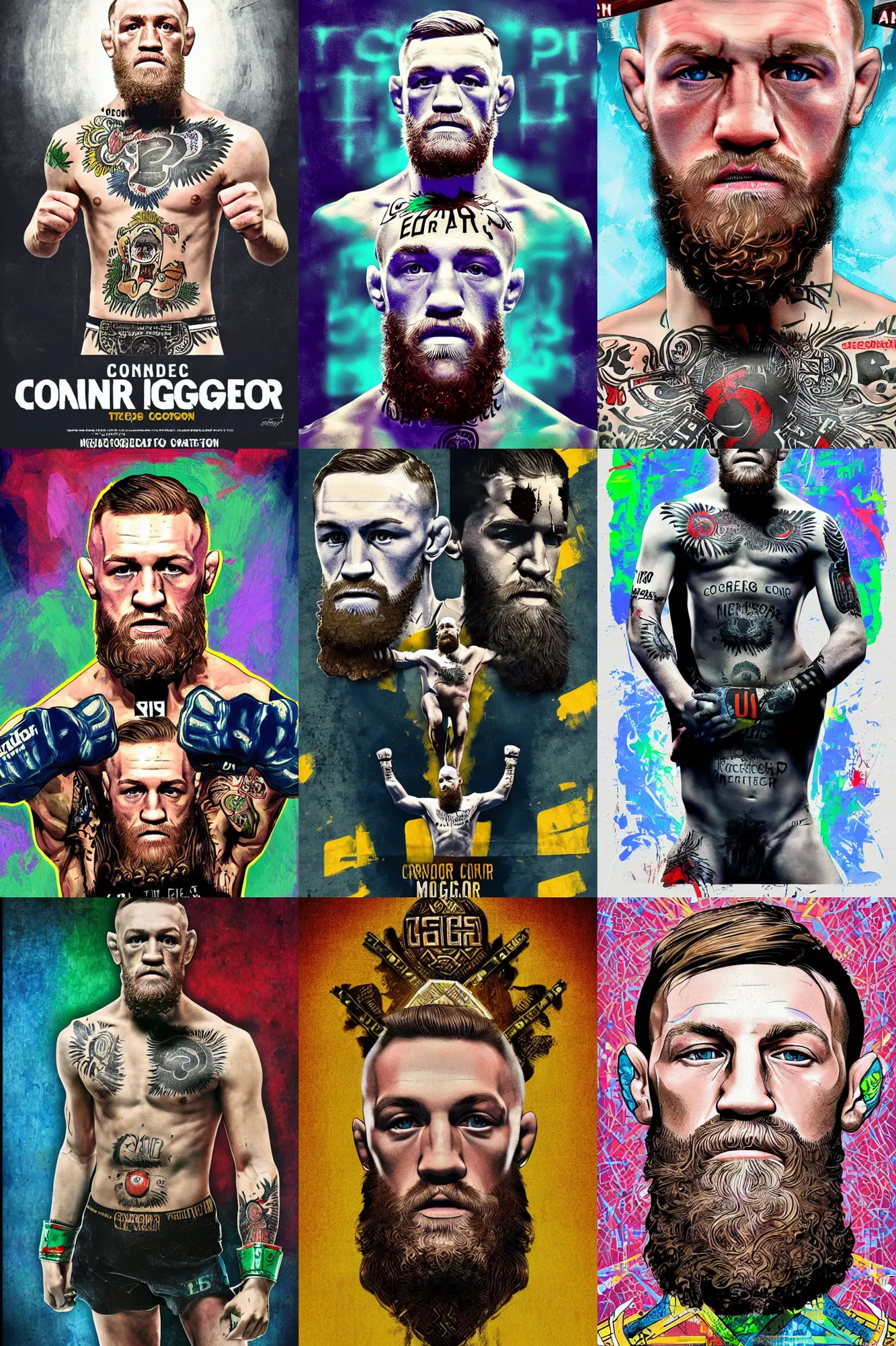 Prompt: conor mcgregor is jesus, 1 0 s movie poster, minimalist, vibrant, cyberpunk crucifixion, digital art trending on art station