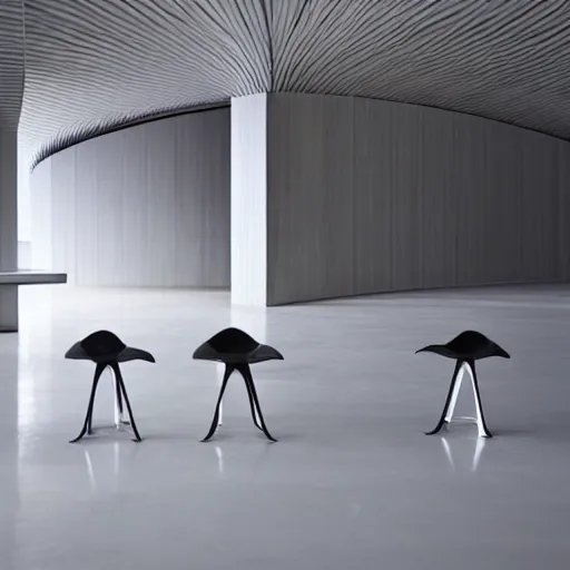 Prompt: a minimalistic stool by Werner panton, Zaha Hadid, calatrava, parametric design, guardians of the Galaxy, elyseum