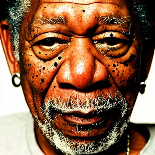 Prompt: a cinematic film still of Morgan Freeman dressed as a punk rocker, portrait, 40mm lens, shallow depth of field, close up, split lighting, cinematic