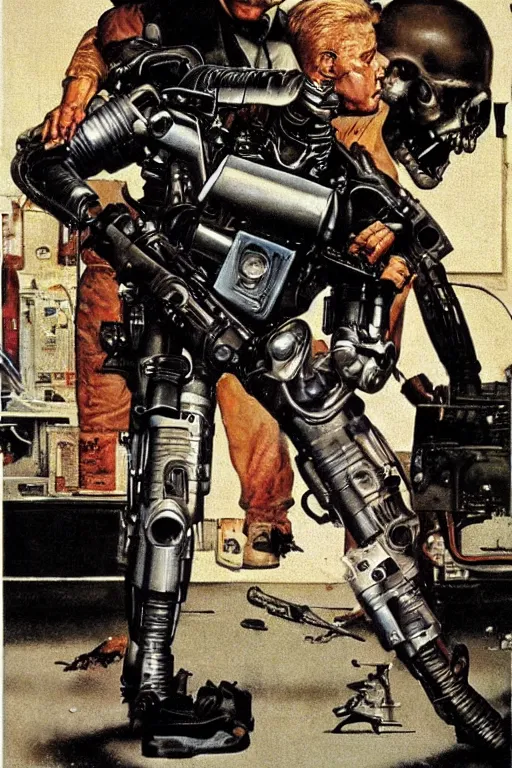 Image similar to Terminator painted by Norman Rockwell