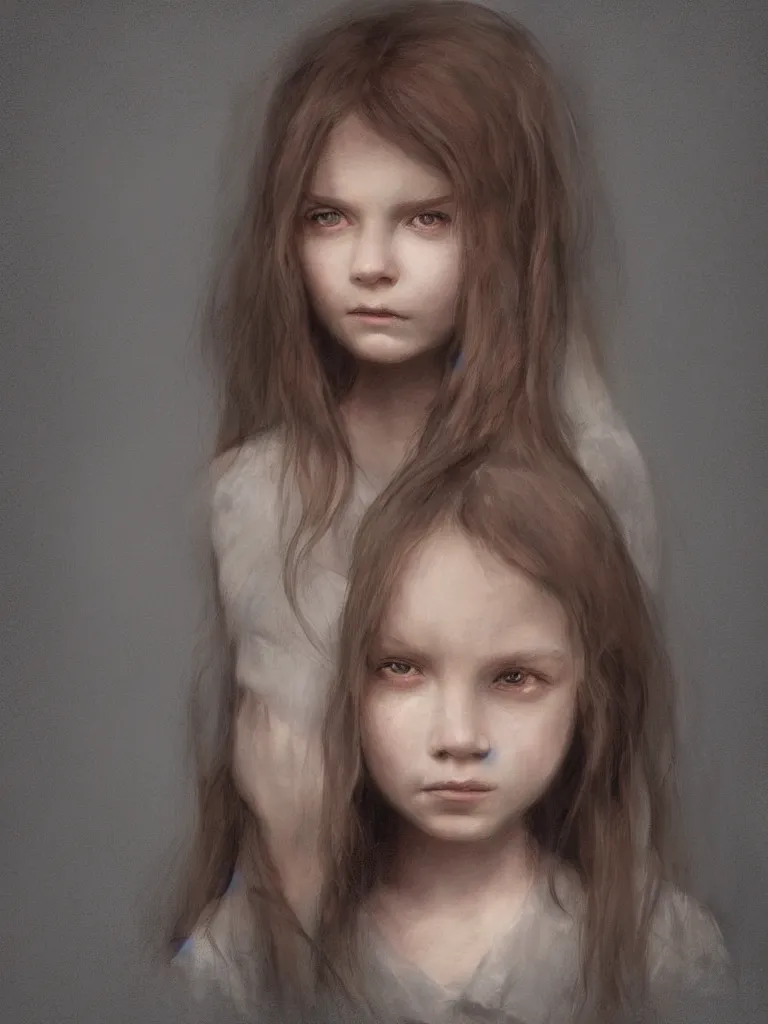 Image similar to haunting and sad girl portrait by disney concept artists, blunt borders, golden ratio