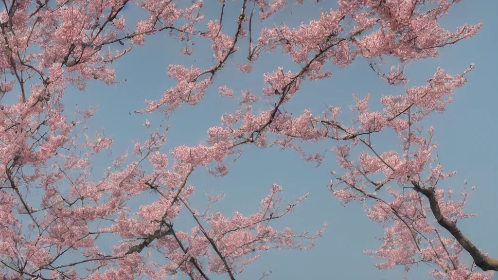 Prompt: a watercolor of Peach blossoms bloom along the Shanghai skyline, The soft pinks and greens of the flowers are offset by the blue of the sky and the gray of the cityscape, by Abbott Fuller Graves, Agnes Cecile, Alma Thomas, HD, Octane render 8K,