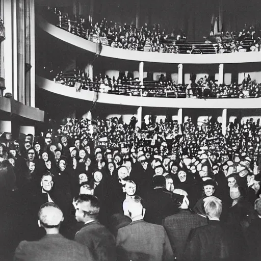 Image similar to Photo of crowd at 1944 opera shows one person who clearly doesn't belong