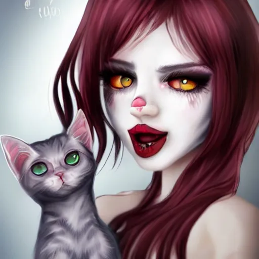 Prompt: a realistic vampire cat girl