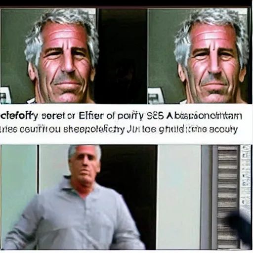 Prompt: “ jeffrey epstein last moment, actual footage, security guard watching the cctv ’ s actual photo ”