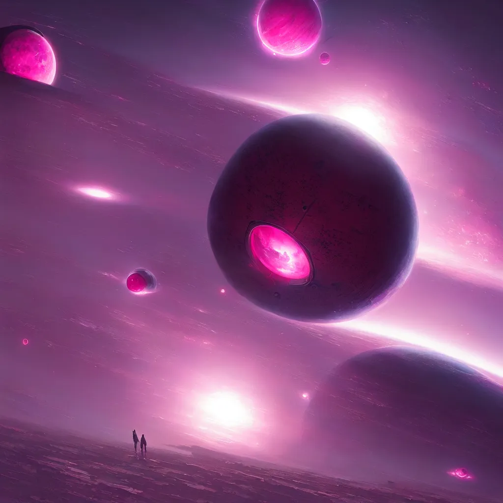 Image similar to dyson sphere program pink planet, concept art, by greg rutkowski