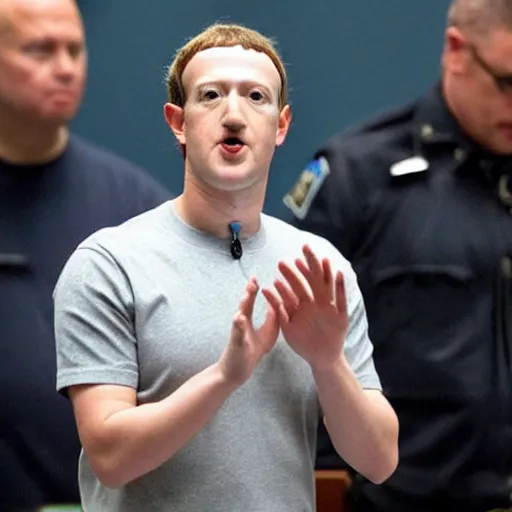 Image similar to mark Zuckerberg found guilty by jury of penguins