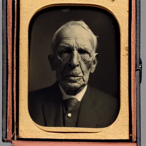 Image similar to facial portrait of a 9 2 year old gaywad, 1 9 1 9, ambrotype, award winning