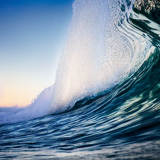 Prompt: A photo of the inside of a wave breaking”