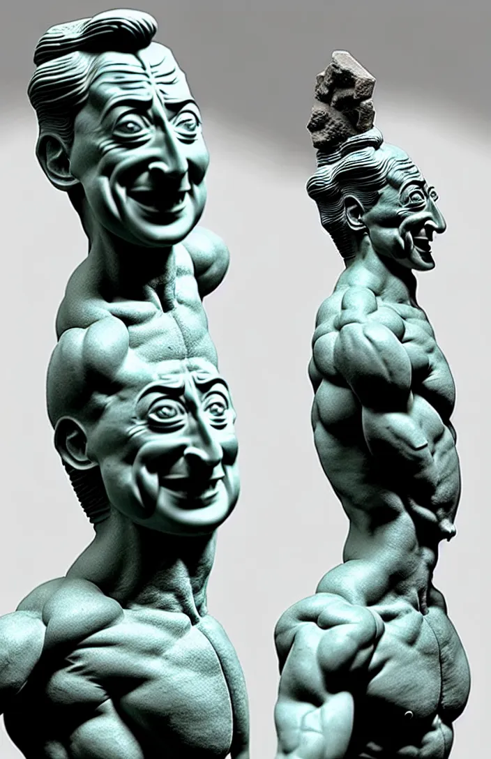 Image similar to heroic, muscular stone sculpture of pee - wee herman