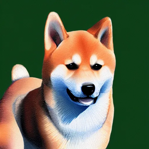 Prompt: digital painting of a shiba inu : : 8 k : : high detailed