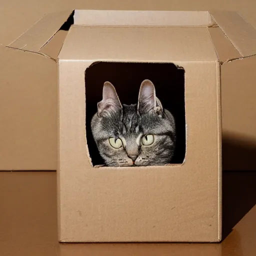 Image similar to cat, cardboard box