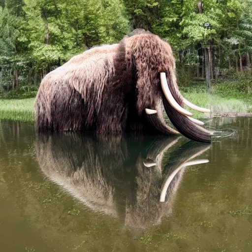 Image similar to wooly mammoth in a pond