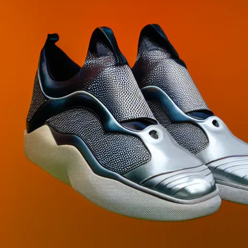 Image similar to futuristic sneakers based off bmw 8 i, insanely integrate, award winning photo for fashion magazine, studio light