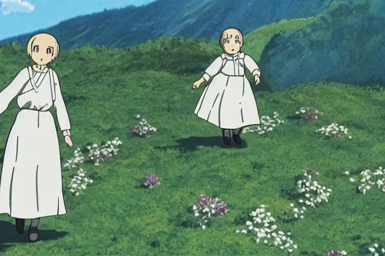 Prompt: still image from the sound of music by hayao miyazaki, ultra detailed, finely detailed