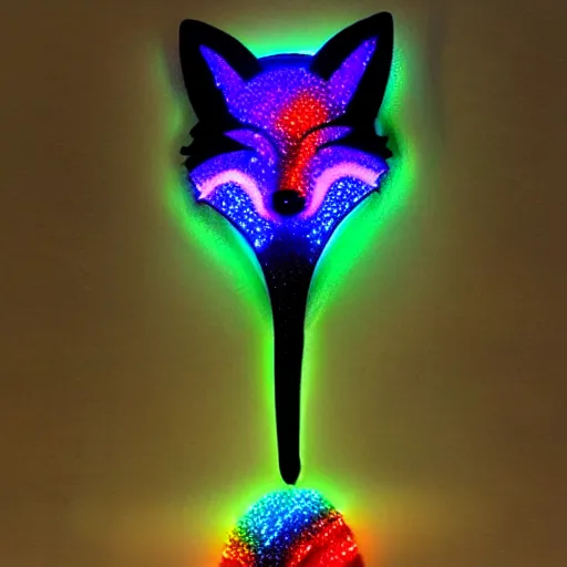 Prompt: rainbow led fox