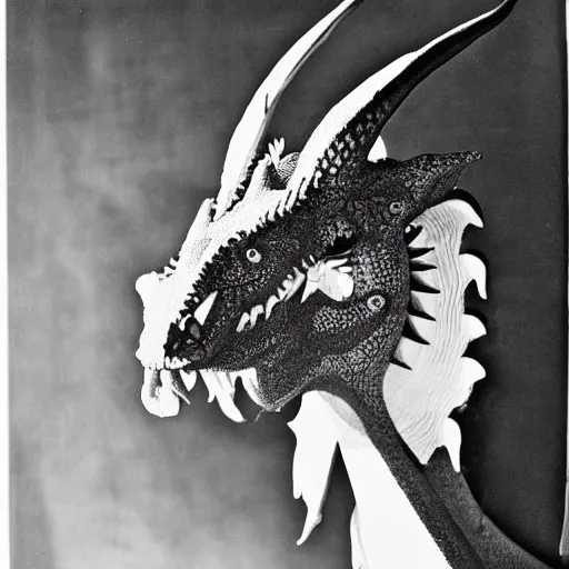 Prompt: black and white photograph the dragon portrait dramatic lighting by Walker Evans