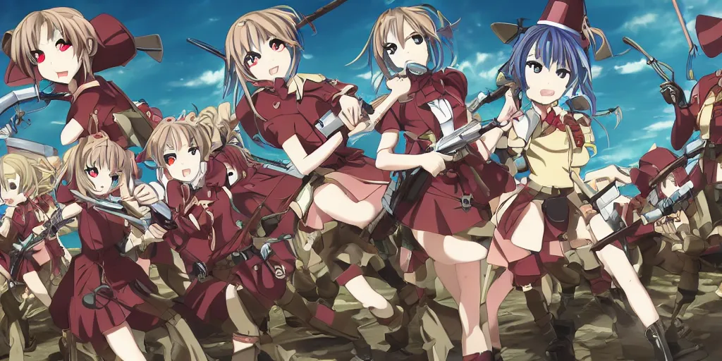 Image similar to Battle of Verdun fought by Anime Maids