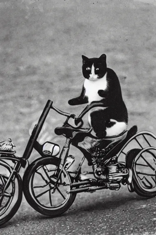 Image similar to a cat riding a motorcycle by p. d. eastman