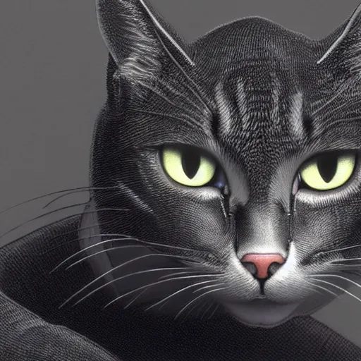 Prompt: A cyborg cat, realistic, sharp focus, 8k high definition, insanely detailed, intricate, elegant, art by Ralph McQuarrie