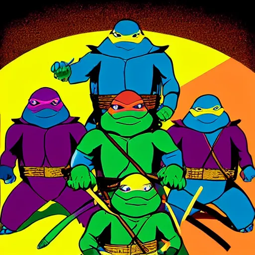 Prompt: ninja turtles in the style of andy warhol, pop art