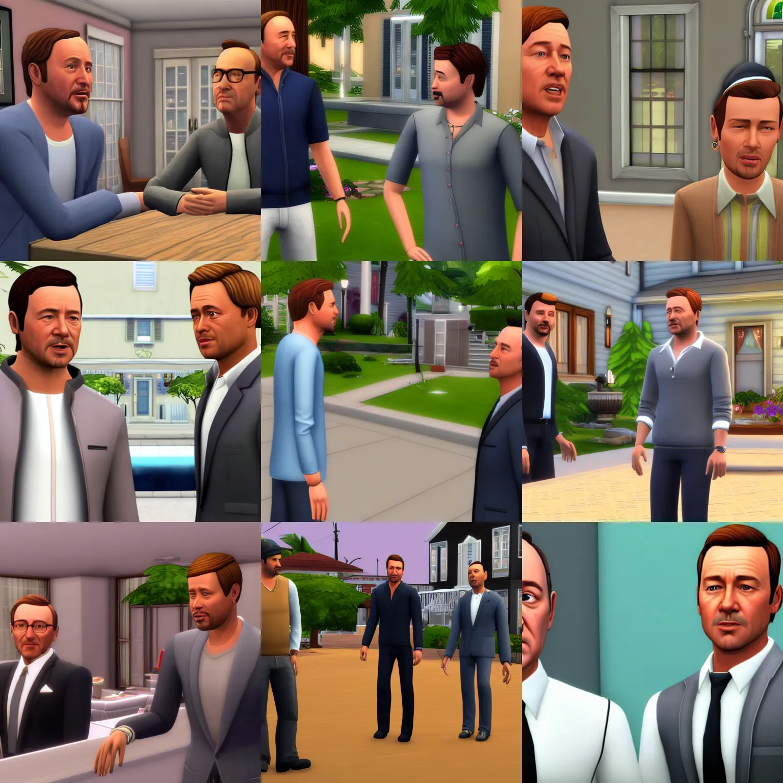 Prompt: kevin spacey and brad pitt in the sims 4