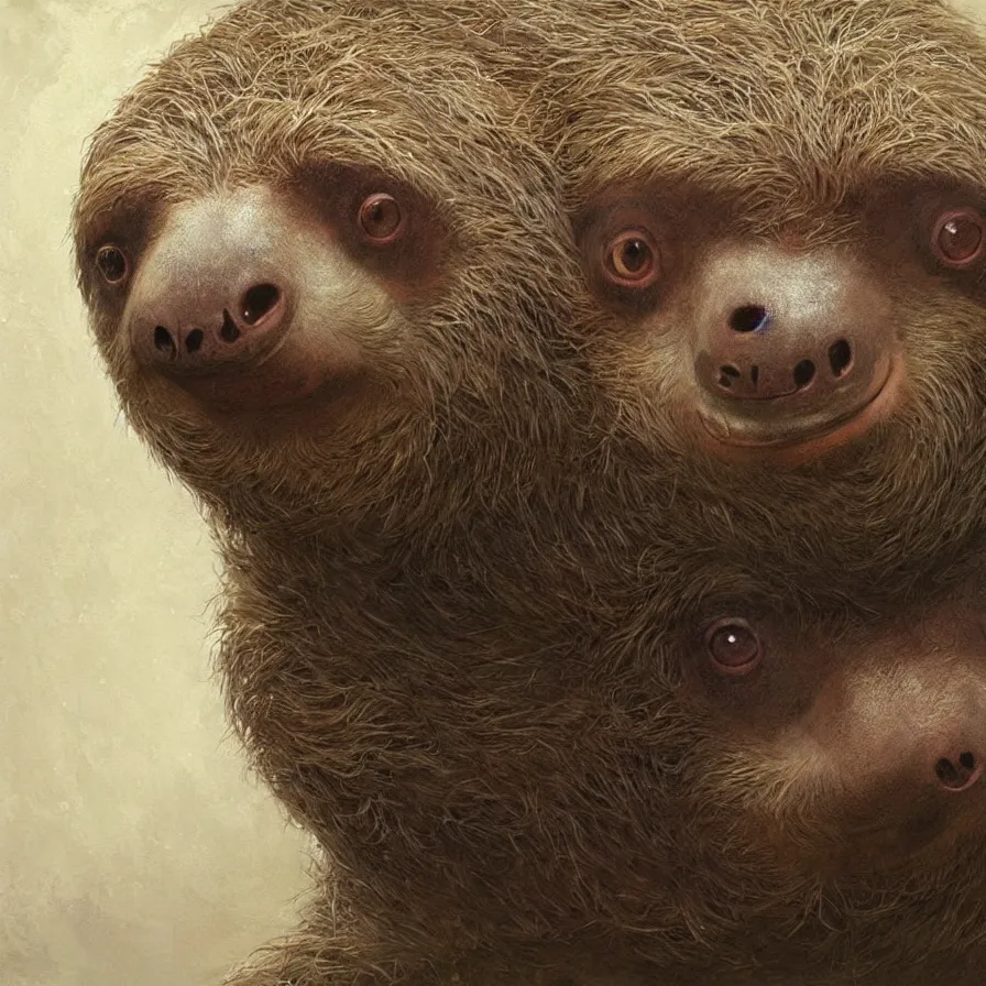 Close Portrait Of A Sloth, High Detail, Dramatic 