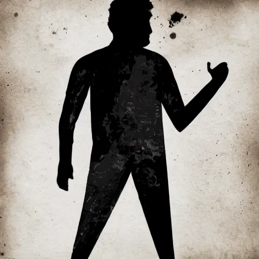 Image similar to detailed half body digital art of a person wearing ragged and ruined clothes. the background is pure black with a little bit of glow behind the character