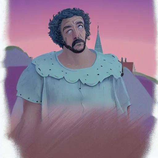 Image similar to back to the summer of the seven hills of lisbon, concept art, pastel soft colors, in the style of danny mcbride, knyazev konstantin