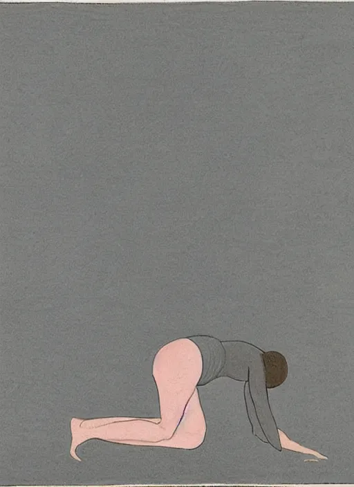 Prompt: an illustration of a woman doing yoga by agnes martin