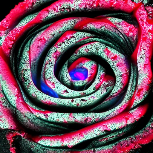 Image similar to award - winning macro of a beautiful lava rose made of molten magma and nebulae on black background by harold davis, highly detailed, inner glow, trending on deviantart, artstation and flickr, nasa space photography, national geographic