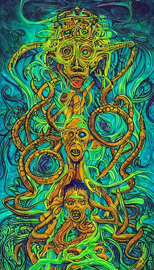 Prompt: psytrance artwork, by h. p. lovecraft