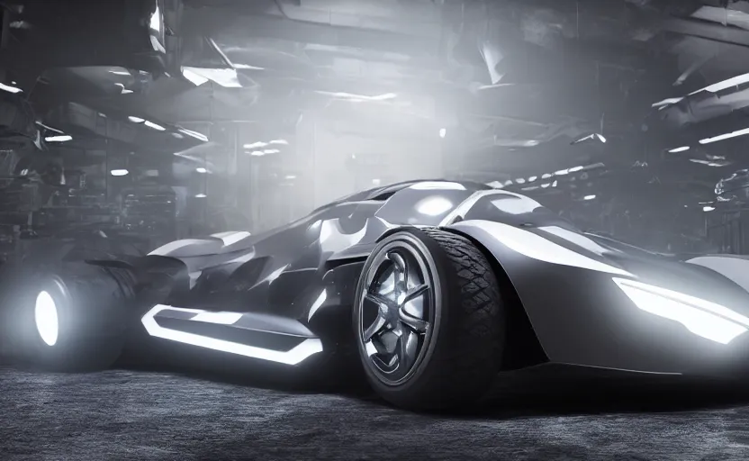 Image similar to A 2025 Batmobile Concept, studio lighting, extreme detail, very high quality, unreal engine