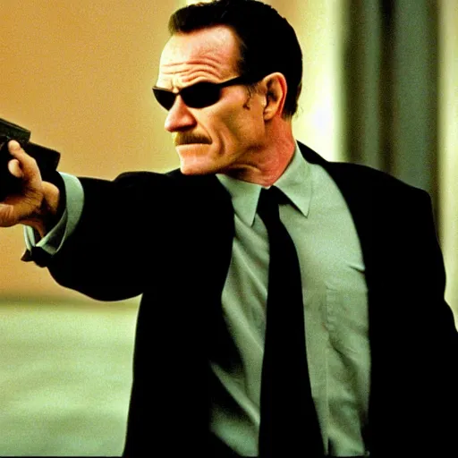 Image similar to film still of Bryan Cranston as Neo in The Matrix (1999)