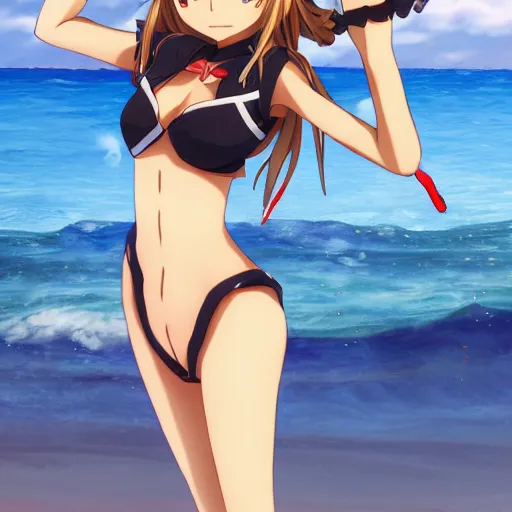 Image similar to alice from sword art online on a beach