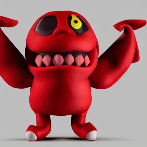 Prompt: cute fumo plush of an angry red imp, soft shadow, stylized render, vray