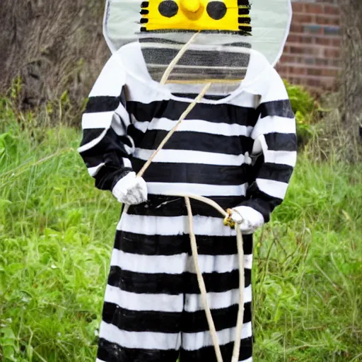 Image similar to bee dressed as a prisoner