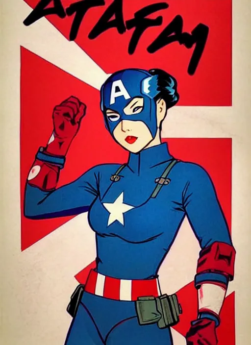 Image similar to asian female captain america. feminist captain america wins ww 2. american ww 2 propaganda poster by masamune shirow, rob liefeld and pixar. gorgeous face. geisha. pin up. overwatch.