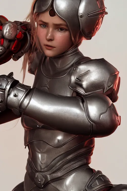 Image similar to a highly detailed sculpt of athletic girl in armor, cinematic light, featured on artstation, octane render, path tracing, sharp focus, 4 k