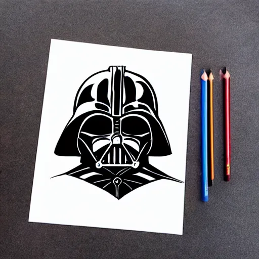 Prompt: Dath Vader kids drawing