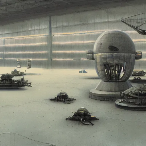 Image similar to an fbi agent looking at a ufo inside a giant warehouse, beksinski, wayne barlowe, very coherent symmetrical artwork, cinematic, hyper realism, high detail, octane render, 8 k