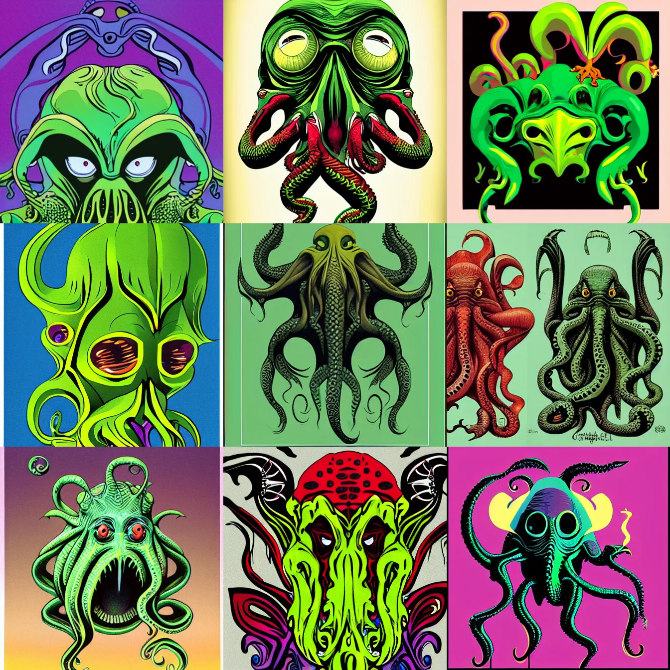 Prompt: art by roger dean, vector graphics. cute cthulhu avatar