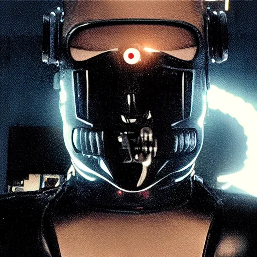 Image similar to movie still of cool cyborg, cinematic composition, cinematic light, by edgar wright and david lynch