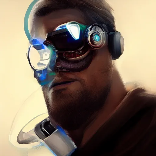 Prompt: portrait of cyborg scientist by jama jurabaev, extremely detailed, trending on artstation, high quality, brush stroke