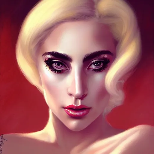 Image similar to a portrait of lady gaga by charlie bowater and anna dittmann and gil elvgren.