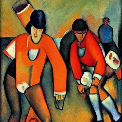 Prompt: oil canvas roller derby match by modigliani