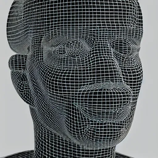 Image similar to a 3d human head made up of shiny holograms