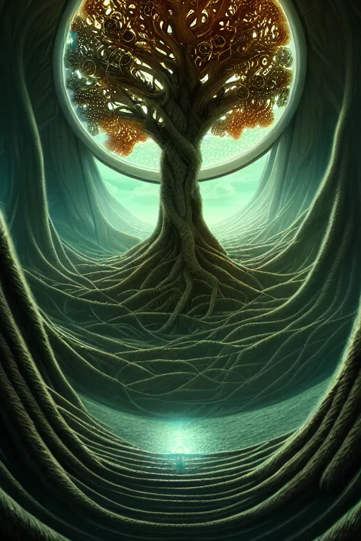 Image similar to tree of life, future, time travel, illustration, high quality, details, intricate, atmosphere, highly detailed, cinematic, digital painting, deviantart, cinematic, concept art